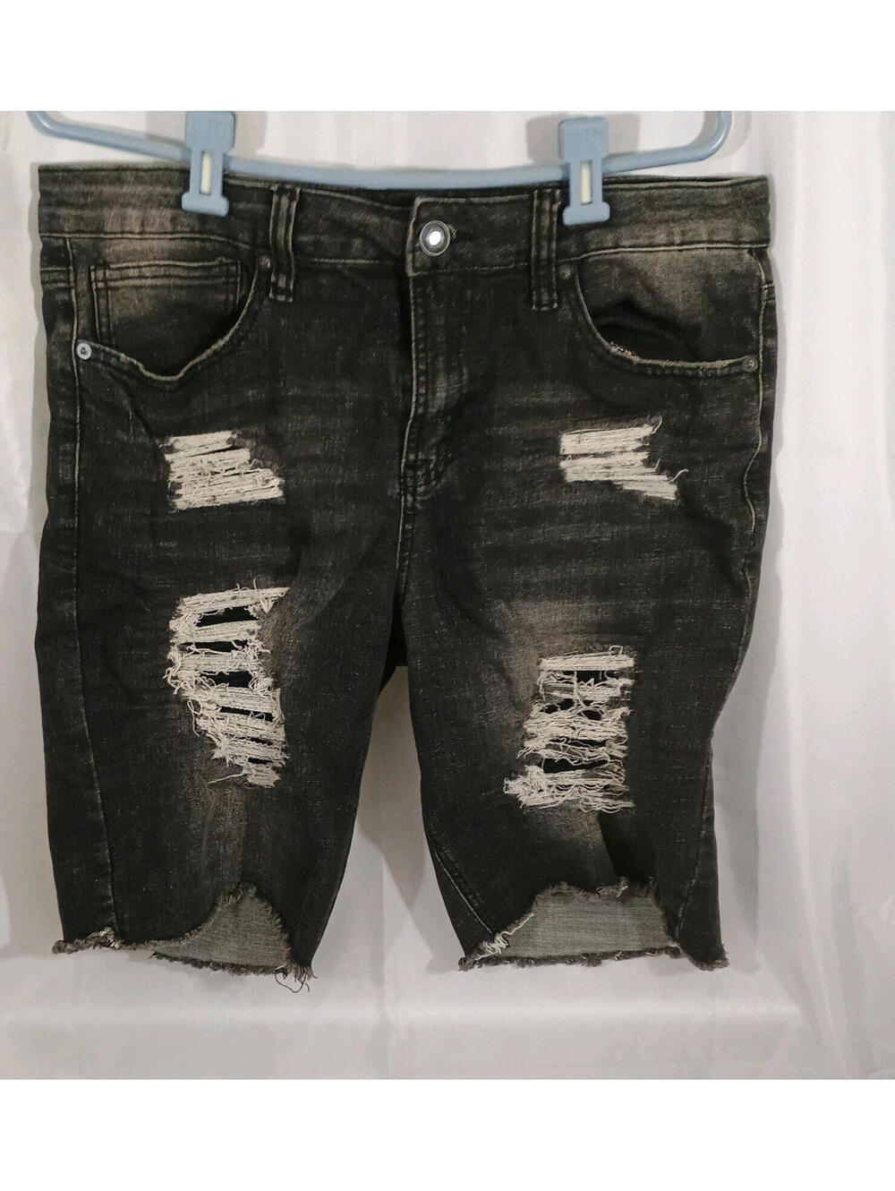 RUE 21 Jean SHORTS Mens Black Cut-Off DISTRESSED Size 34